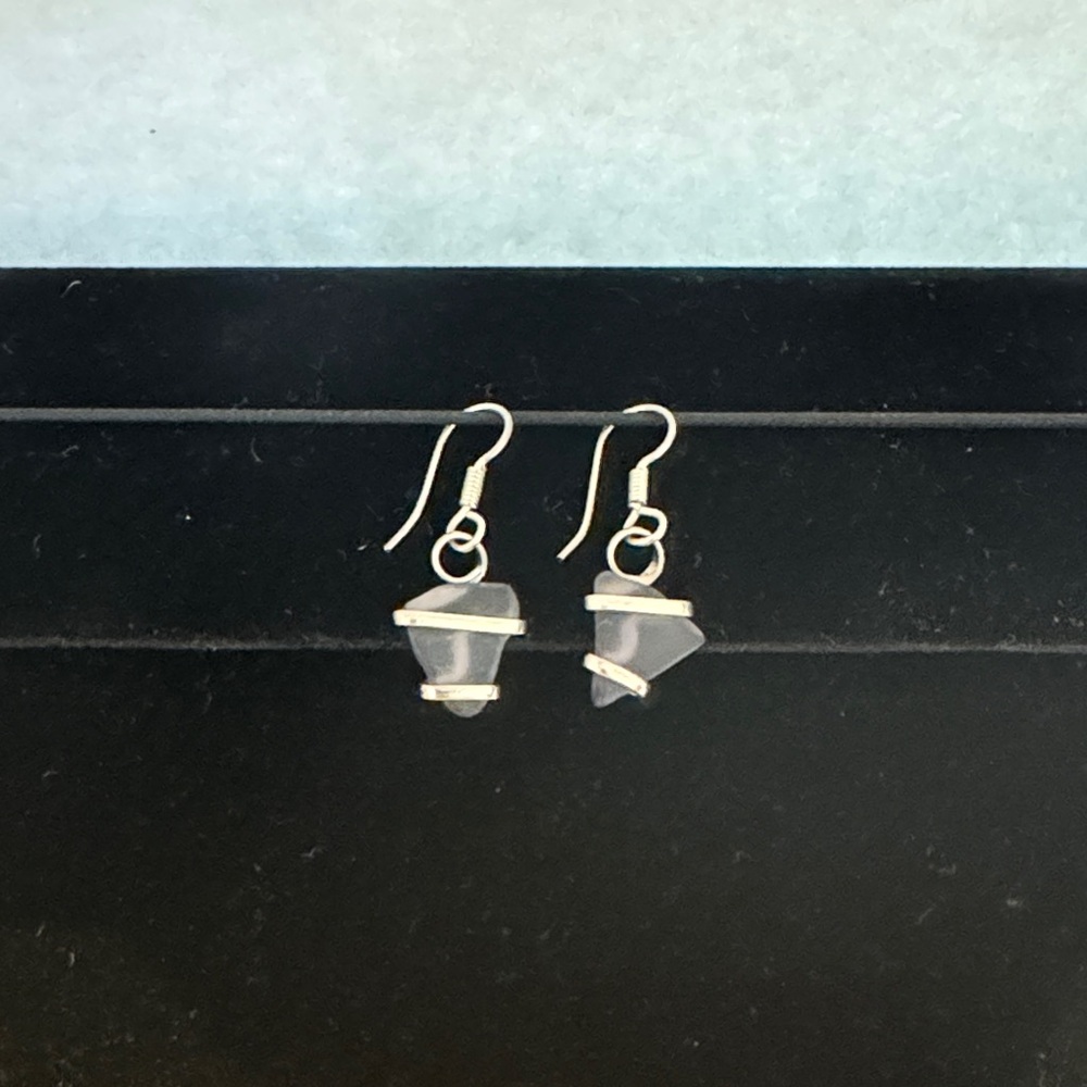 Purple Geometric Sea-Glass Earrings